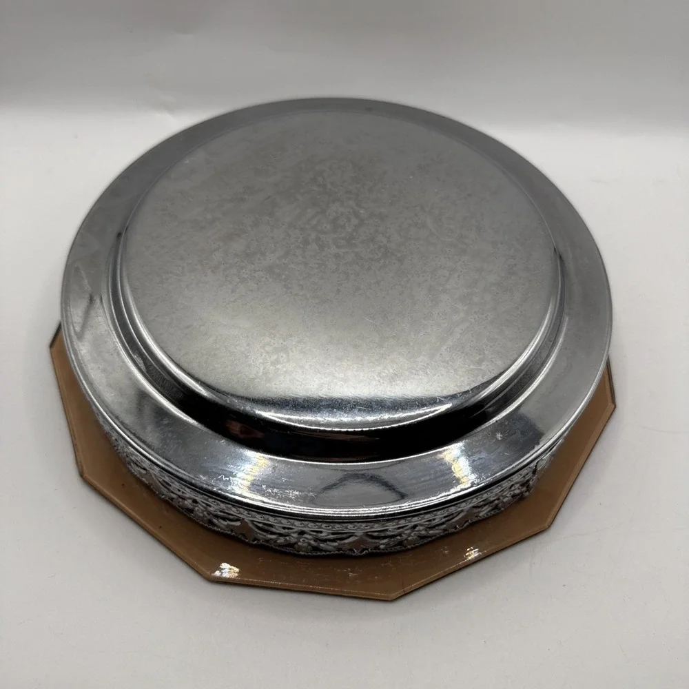 Vintage Hard Plastic Topaz Bowl‎ With Metal Silver Base/holder, Nuts, Candy